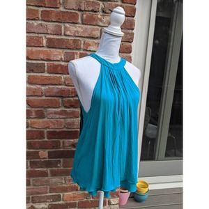 alice +olivia turquoise zip back Silk blouse Med